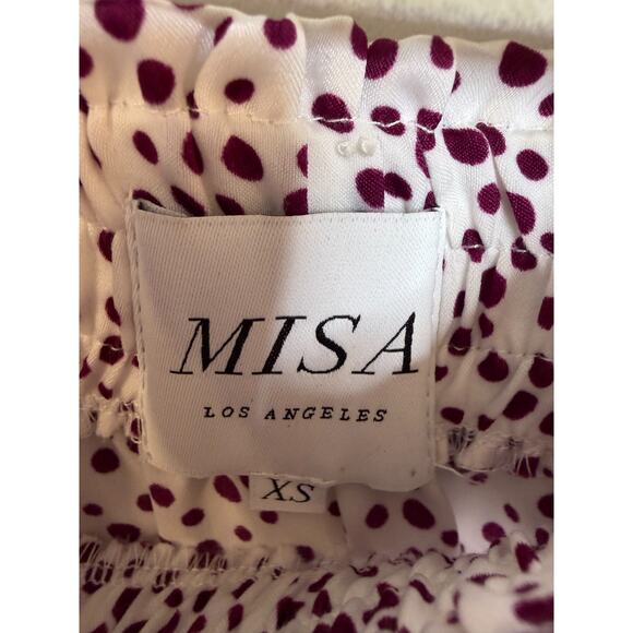 Misa Los Angeles Mini Boho Skirt Sz XS White Maroon Polka Dots Tiered Ruffles - Picture 5 of 6